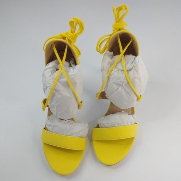Glaze Womens Gladiator Strappy Stiletto Heels Sandals Yellow Size 8.5 - Picture 7 of 13